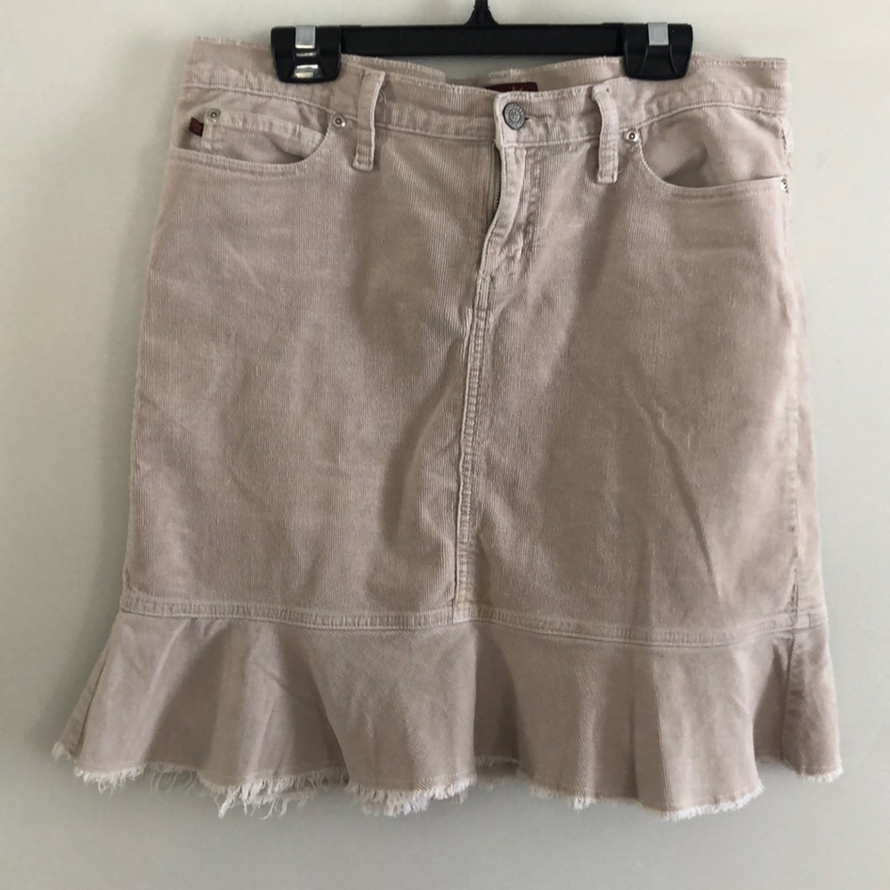 Corduroy  Oat Fringe Flare Midi Skirt Sz 12